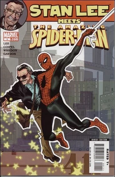 Stan Lee Meets Spider-Man #1, an Amazing Fantasy #15 homage cover by Olivier Coipel