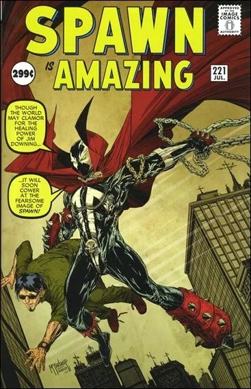 Spawn #221, an Amazing Fantasy #15 homage cover by Todd McFarlane