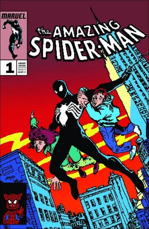 Symbiote Spider-Man #1, an Amazing Fantasy #15 homage cover by Matthew Waite