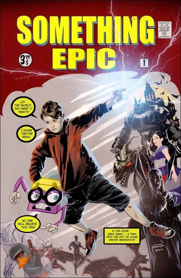 Something Epic #1, an Amazing Fantasy #15 homage cover by Szymon Kudranski