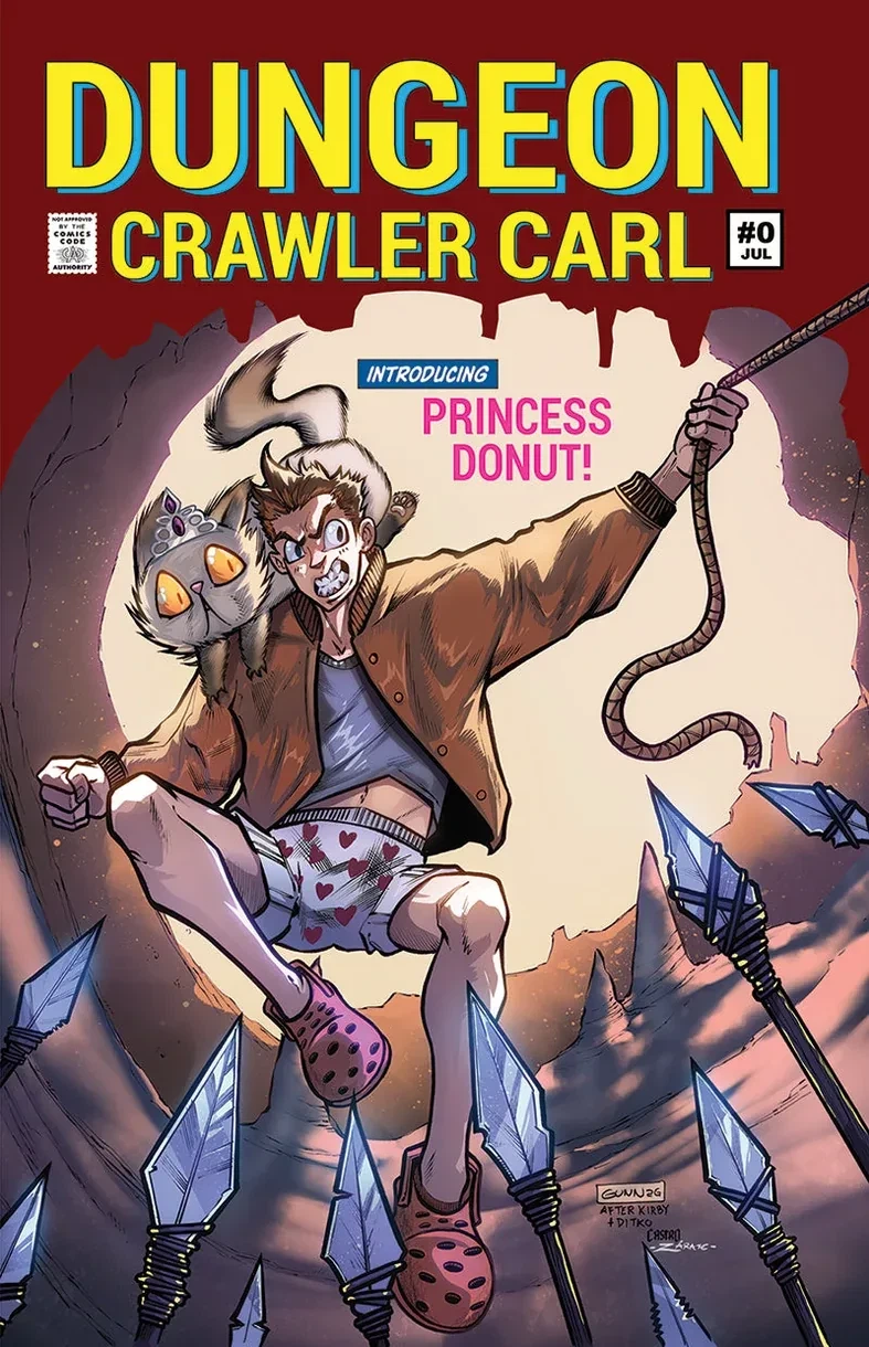 Dungeon Crawler Carl: Special Edition #0, an Amazing Fantasy #15 homage cover by Garrett Gunn