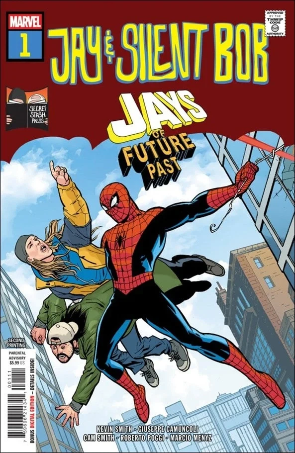 Jay & Silent Bob: Jays of Future Past #1, an Amazing Fantasy #15 homage cover by Giuseppe Camuncoli