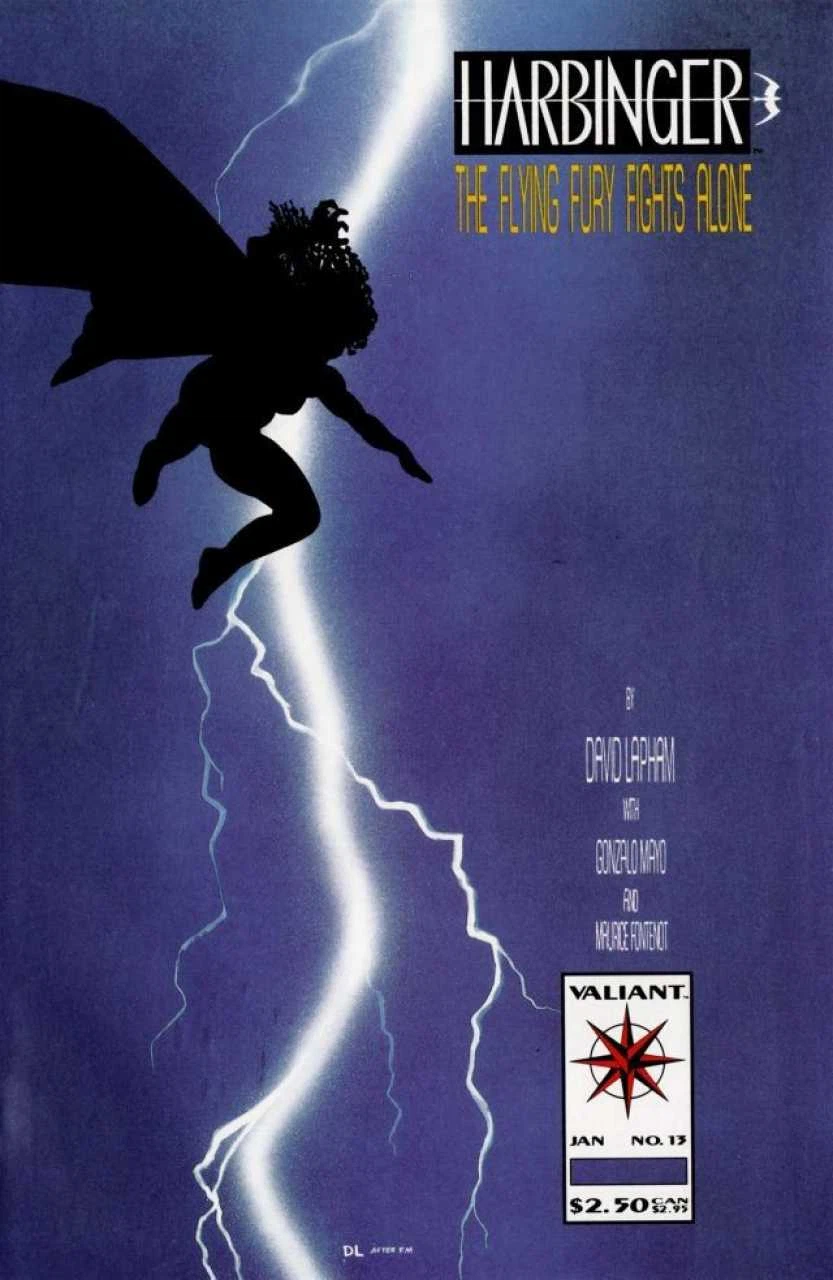 Harbinger #13 cover, a homage to Batman: The Dark Knight Returns #1