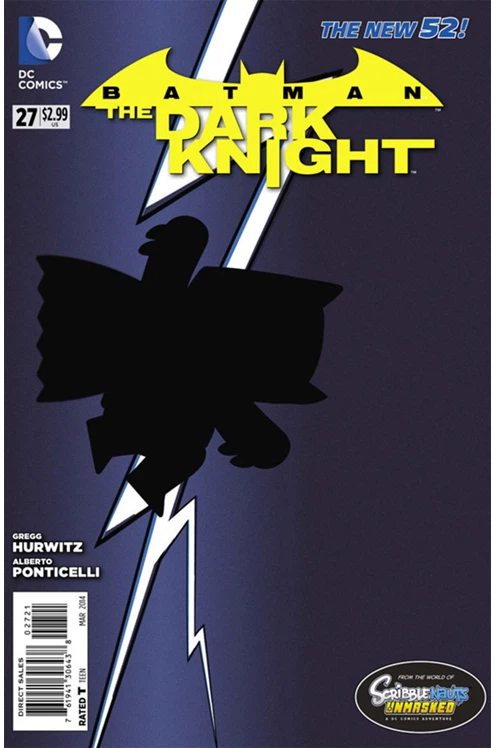 Batman: The Dark Knight #27, 2011 series (Scribblenauts 1:25 variant) cover, a homage to Batman: The Dark Knight Returns #1