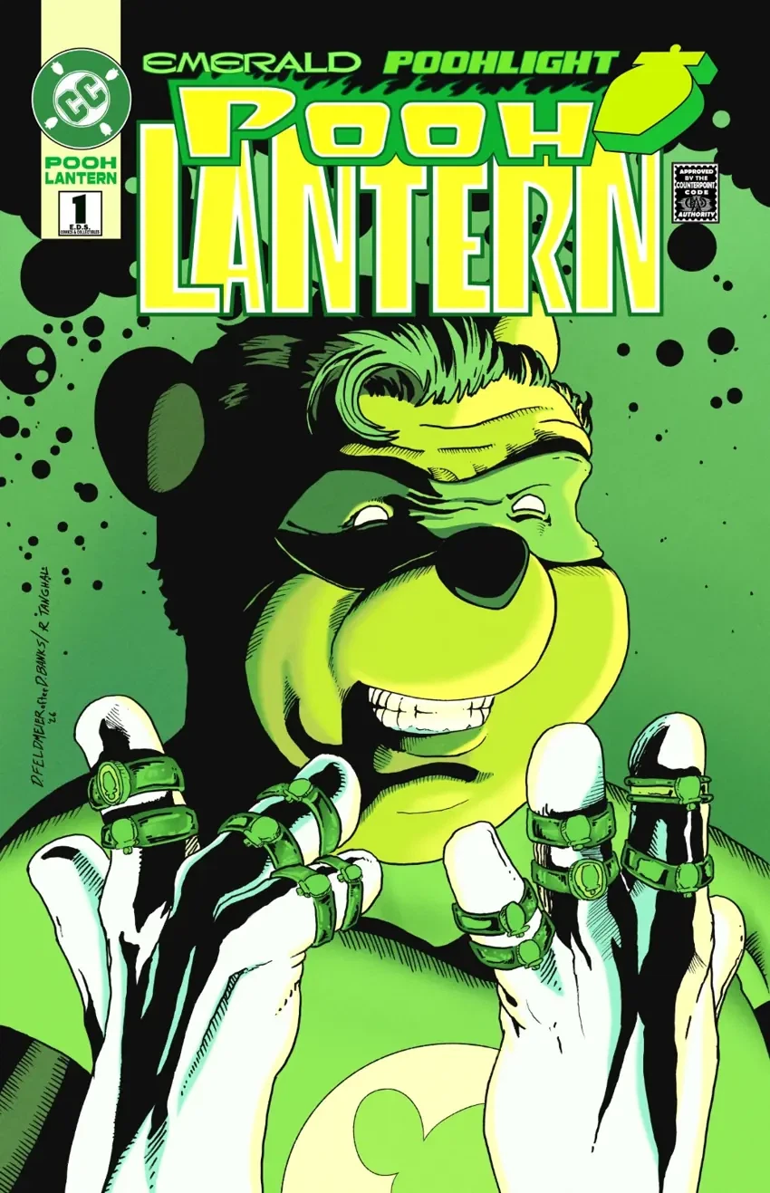 Pooh Lantern #1 — Green Lantern #49 homage — E.D.S. exclusive embossed spot foil