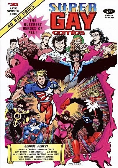 Gay Comics #20, Standard cover, Giant-Size X-Men #1 homage