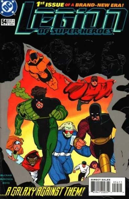 Legion of Super-Heroes #54, Standard cover, Giant-Size X-Men #1 homage