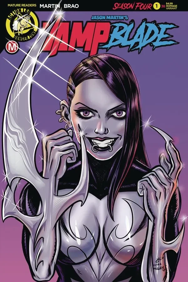 Vampblade: Season 4 #1 Cover E homage variant (also Cover F 'risque' variant)