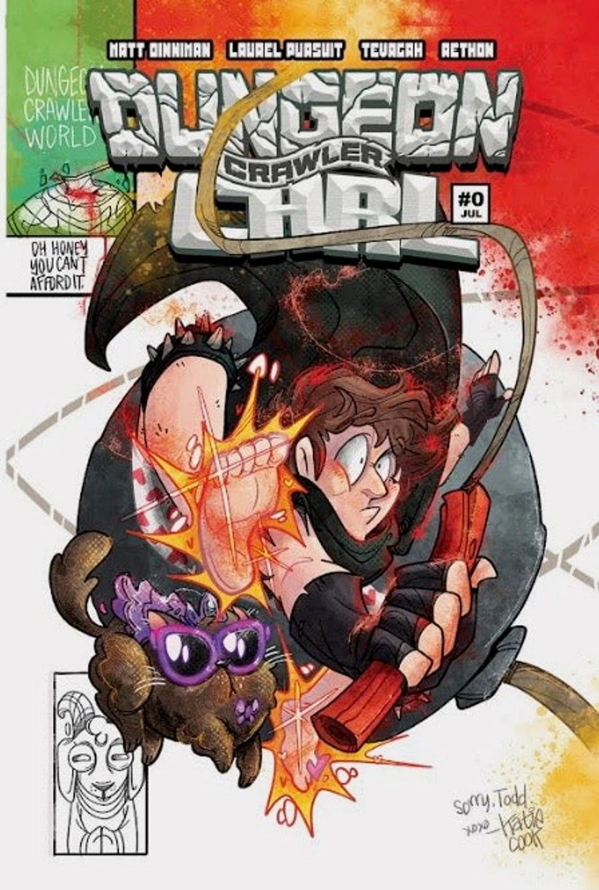 Dungeon Crawler Carl homage to The Amazing Spider-Man #300, cover by Katie Cook
