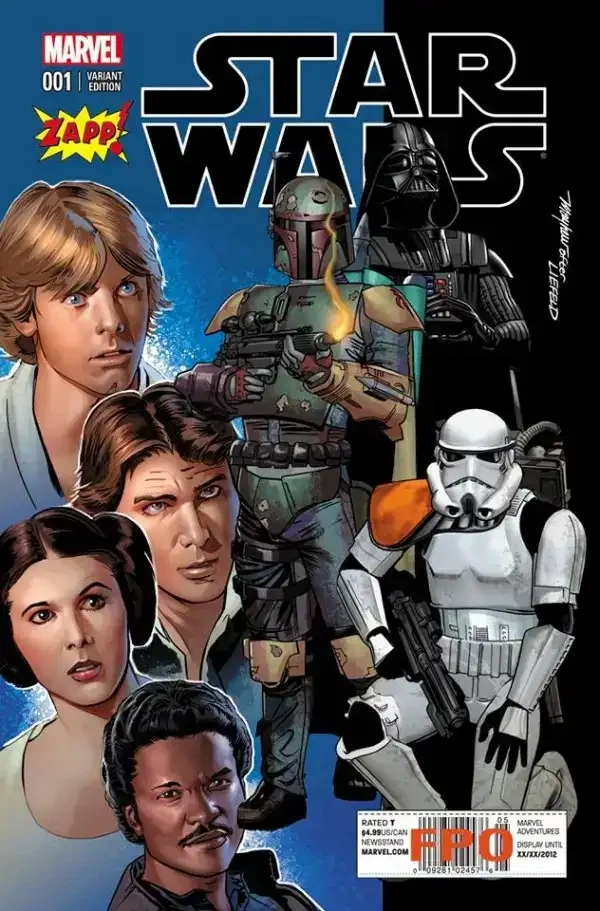 Star Wars #1 (Mike Mayhew Zapp Comics New Mutants #98 Homage — color + B&W)